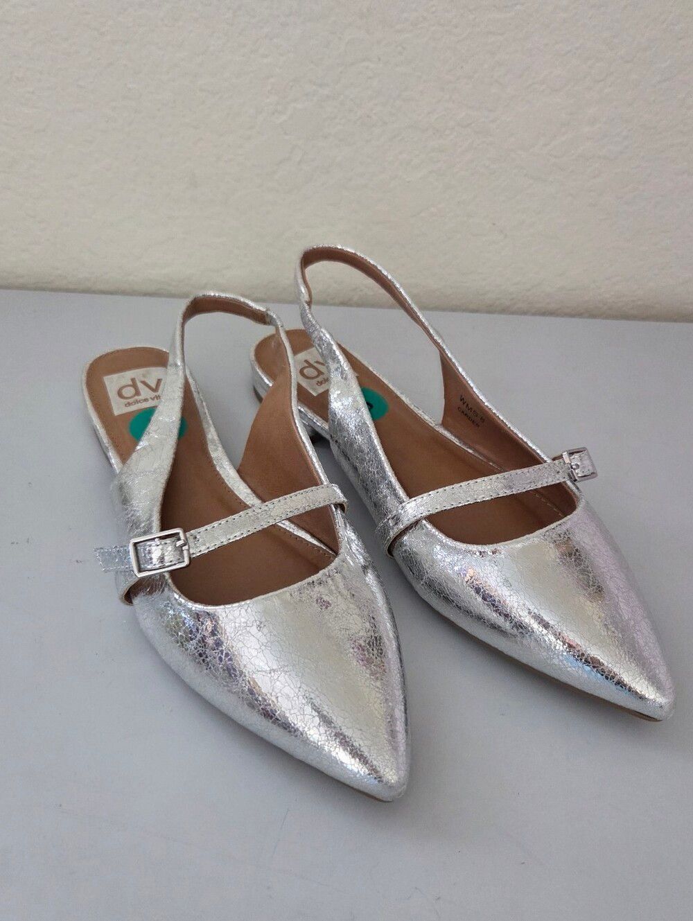 Dolce Vita Carder Slingback Silver Metallic Flats - Picture 1 of 8